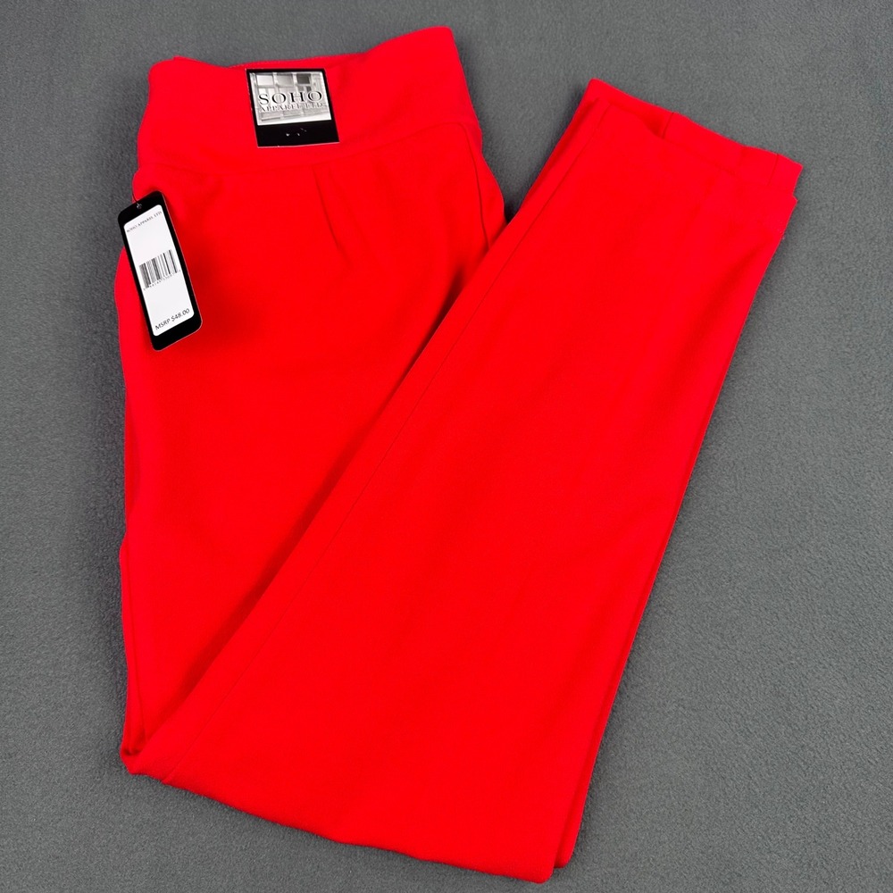 Soho Apparel Ltd Red Pull On Straight Leg Pants Stretch Pockets 6808852 Medium